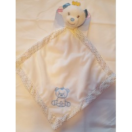 My 1st Cuddle Bear Baby Blanket with Rattle (Blue Bear), White