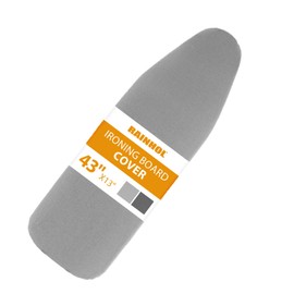 Small Ironing Board Cover 13"x43", RAINHOL Iron Board Replacement Cover and Pad, Thick Felt Padding, Scorch Resistant 100% Cotton, Heat Reflective, Elastic Edge, Grey
