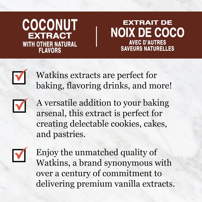 Watkins Coconut Extract with Other Natural Flavors, 2 oz. Bottles,