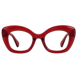 JiSoo Oversized Cat Eye Reading Glasses for Women 1.25, Designer Cateye Reading Glasses Stylish Readers with Spring Hinge，Red