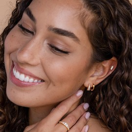 Upeilxd Gold Earrings for Women - Trendy 14K Gold Plated & Sterling Silver Stud Earrings - Dainty Huggie Hoop Earring Set - Everyday Ear Cartilage Jewelry