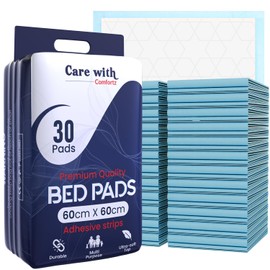 Waterproof Comfortz Incontinence Bed Pads 60 x 60cm, 30 Sheets, Disposable - 1100ml Highly Absorbent Soft Wetting Sheets, Odorless & Leak Proof Bed Pads – Suitable for Mattress, Sofa or Chair