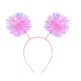 CUBACO Pom Pom Headband Birthday Headband for Girls, Pomni Headband Birthday Girl Headband Pride Pink Hair Accessories for Women Alien Headband Suitable for Adults Party Accessory