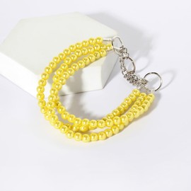 RayMinsino Cute Pearl cat Necklace Birthday Party cat and Dog Neck Scarf Dress up Collar Jewelry (11.1-12.4IN) (Yellow)