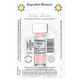 Sugarflair Shimmer Pink Edible Lustre Dust, Add a Lustrous Shine to Cakes or Decorations. Brush On or Add Rejuvenator to Create Eye-Catching Edible Paint, Gives Shine to Your Bakes - 2g
