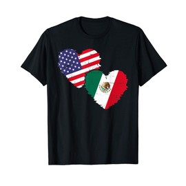 US Flag Mexican Flag Friendship Hearts Mexico T-Shirt for Women Kids Men