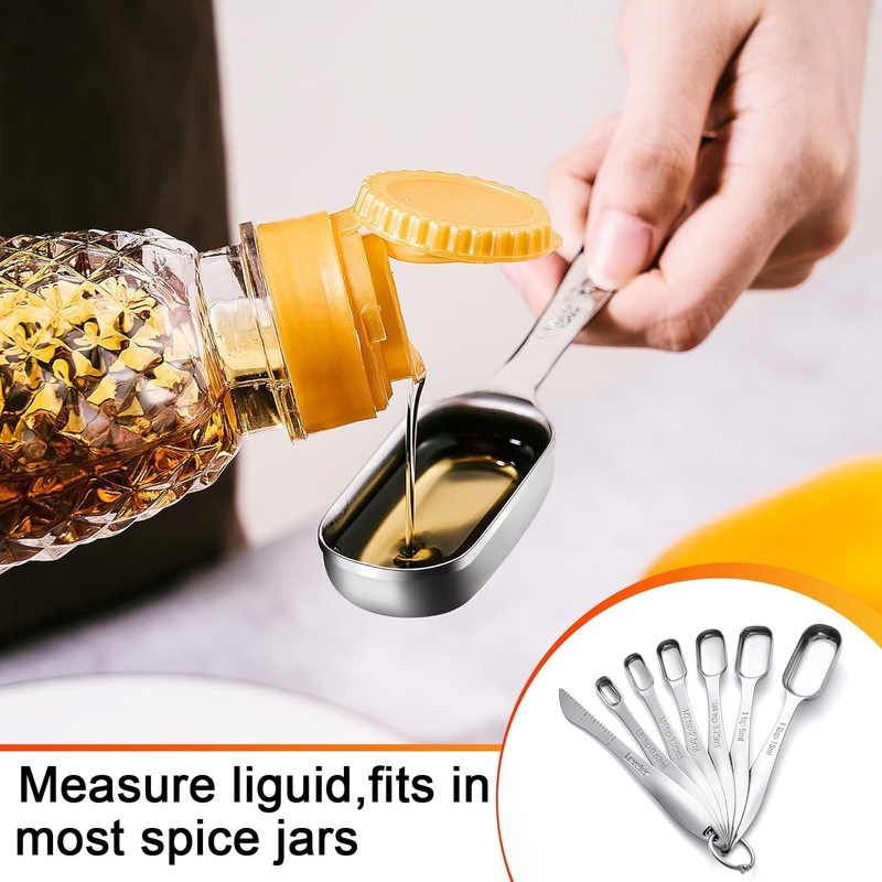 Jeyssui Measuring Cup and Spoon Set, Including 7 Stainless Steel