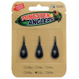 TUNGSTEN4ANGLERS Tungsten 4 Anglers – 97% Pure Tungsten Tear Drop Shot Weight Perfect Your Finesse Fishing | 1/8oz. to 1/2oz. with Round/QD/Fastach | 3-8 Packs/Bag (1/2 oz. QD 3pc.), Silver/ Black