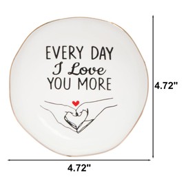 I Love You More Jewelry Tray - Gifts for Wife Romantic, Ceramic Trinkets Ring Dish, for Valentine's Day, Mother's Day, Anniversary, Birthday Gifts for Wife from Husband, I Love You More Every Day