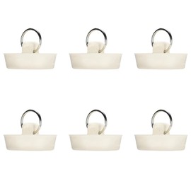 6Pcs Rubber Seal Plugs Covers with Hanging,White Bath Sink Plug,Drain Stoppers for Balcony,Kitchen Sinks For holes with a diameter of 38.5mm to 42mm