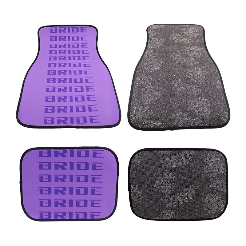 Universal JDM Bride Purple Racing Fabric Floor Mats Interior Carpets