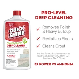 Quick Shine Multi Surface Deep Floor Cleaner and Wax Remover 27oz, 6Pk | Removes Wax Build-Up, Revitalizes Floors & Cleans Grout | Use on Hardwood, Laminate, LVT, Tile and Stone | Pro-Level Cleaning