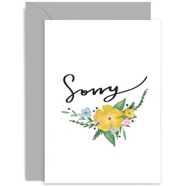Old English Co. Sorry Card - Sorry For Your Loss Condolences Card - Floral Design - Thinking Of You Family Friends | Blank Inside with Envelope