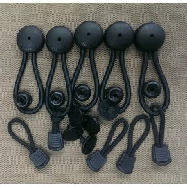 STAYPUT 10 BLACK STAYPUT Bungee Shock Cord Clip Loops Boat Truck Tarp w/ knob & pull