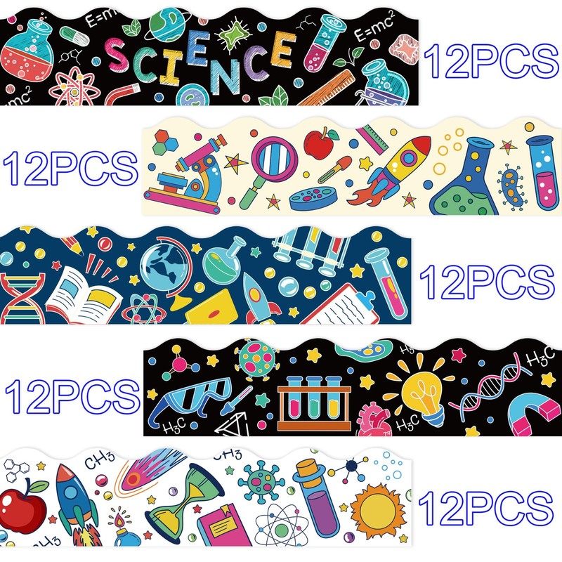 Qpout 59Ft Science Bulletin Board Borders,Self-Adhesive Chemical Science Lab Border