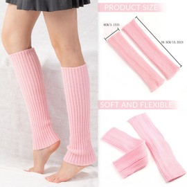 Lopsity Leg Warmers for Women Knitted Stirrup Leg Warmers for women Winter Extra Soft long leg warmers for Yoga Dance (pink)