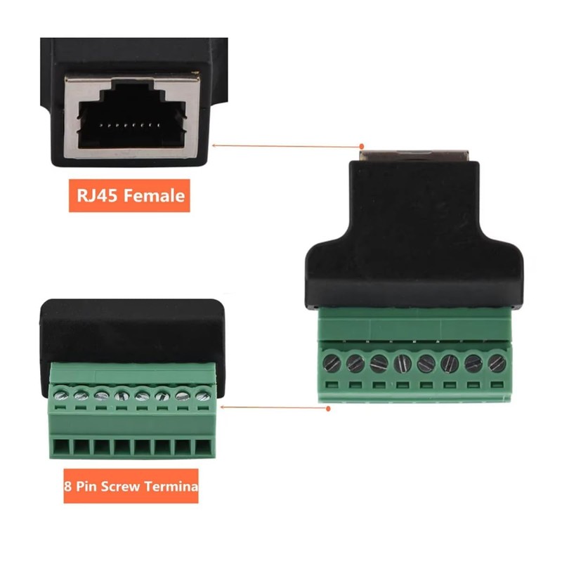 PENGLIN 4PCS RJ45 Female to 8 Pins Screw Terminal Adapter