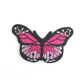 PINK Butterfly Iron on Embroidered Patches Sew Applique Repair Patch 1583