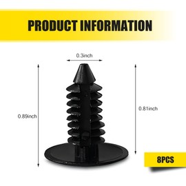 SLIMI 8 PCS Car Bumper Cover Retainer, PA66 Injection moulded Tree Licence Plate Hole Cover Clip Fixing Fastener, Retrofit Replacement Part, Universal for Most Cars (Black)