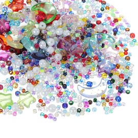 uxcell 110Pcs Star Moon Beads, Star Moon Acrylic Pearl Beads Crystal Glass Spacer Bead for DIY Making Jewelry Bracelets Craft, Colorful