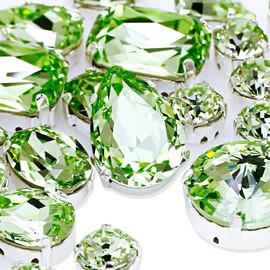 DONGZHOU Sew On Rhinestones with Holes Claw Rhinestone Setting K9 Crystal Fancy Stone Gems Copper Flatback Jewelry Making DIY Crafts Clothes Shoes Mixed Shapes 82pcs Chrysolite-125