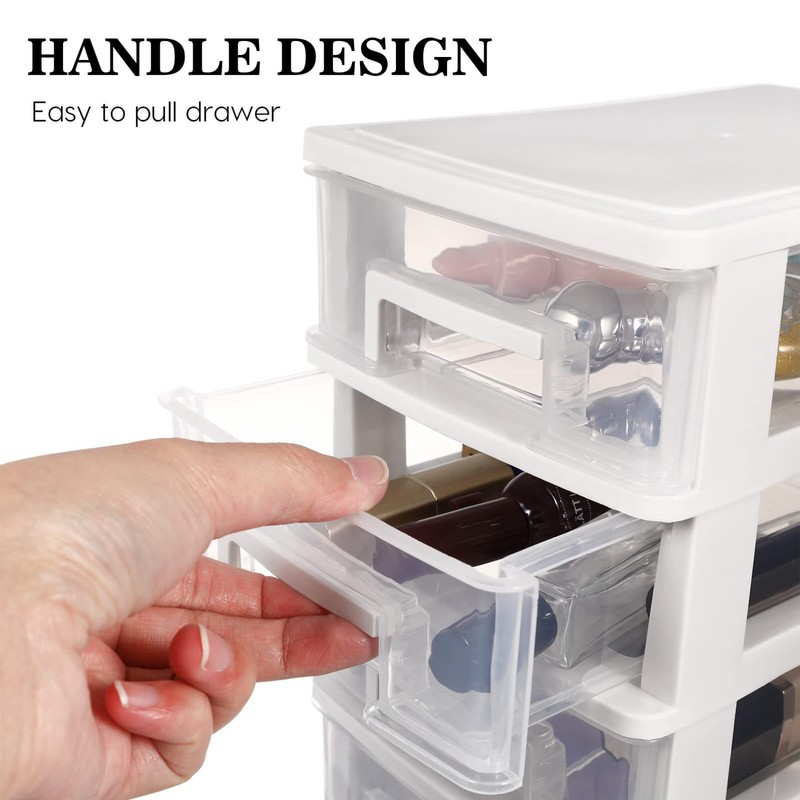 Operitacx 5 Plastic Storage Drawers, Multifunctional Clear Storage Drawers Tower