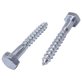Marcopol (8 Pieces) DIN 571 Zinc Plated Steel Hex Wood Screws M10 x 90mm, Hex Bolt Impact Bolts, Hex Head, Carriage Bolts (8, M10 x 90mm)