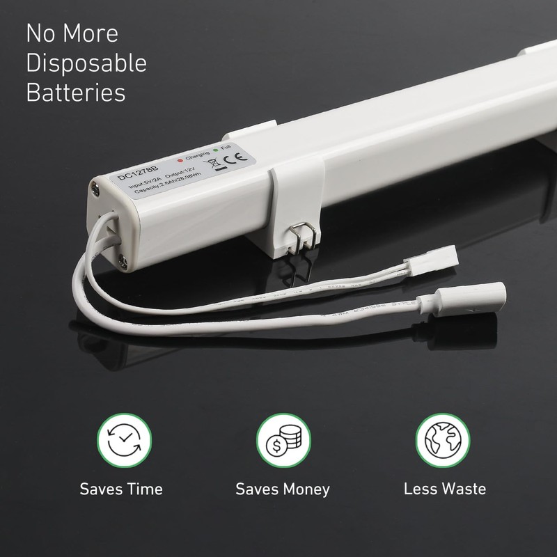 HUIYEETEX DC1278B 12V Rechargeable Battery Pack for Motorized Blinds&Shades, Reloadable