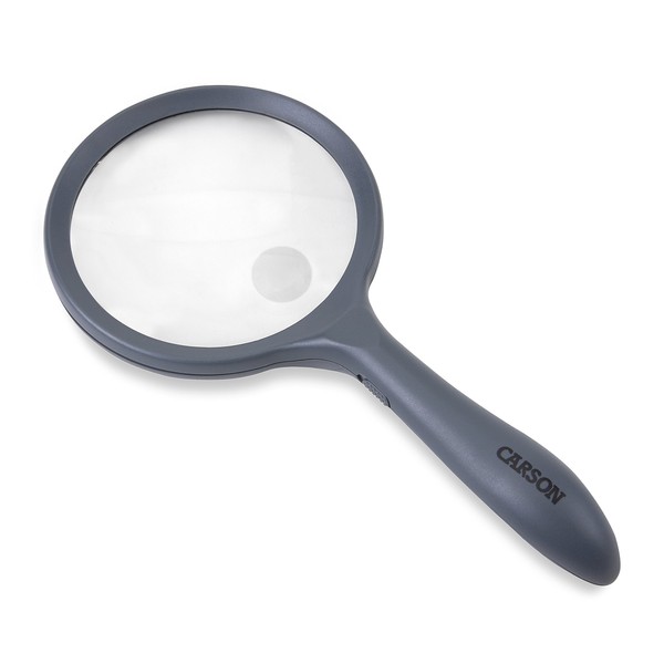 Carson LED Lighted Hand-Held 2X Rimmed Magnifier with 4X Spot Lens for Reading, Inspection, Hobby, Crafts and Other Low Vision Tasks (HM-44)