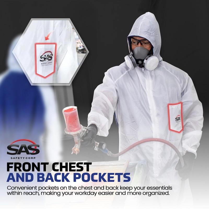 SAS Safety 6938 Moon suit Nylon Cotton Coverall, Large, White