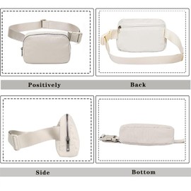 Jormey Fanny Packs for Women Men, Waterproof Cross Body Belt Bag with Adjustable Strap, Fashion Waist Packs Crossbody Bagsfor Workout Running Traveling Hiking（White）