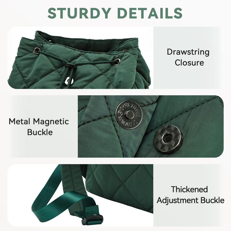 VASCHY Quilted Backpack Purse for Women, Lightweight Casual Puffer Flap