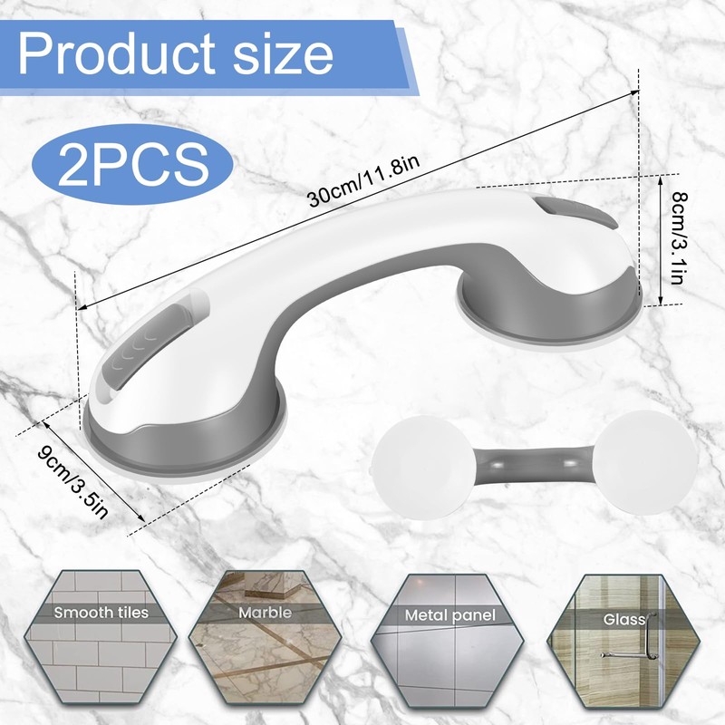 2Pcs Anti-Slip Shower Grab Bar - Sturdy Bathtub Safety Handle