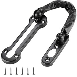 Chain Door Guard Lock，Door Chain Locks with Safety Spring Anti-Theft Press Latch,Chain Locks for Inside Door and Extra Front Door Lock, Matte Black