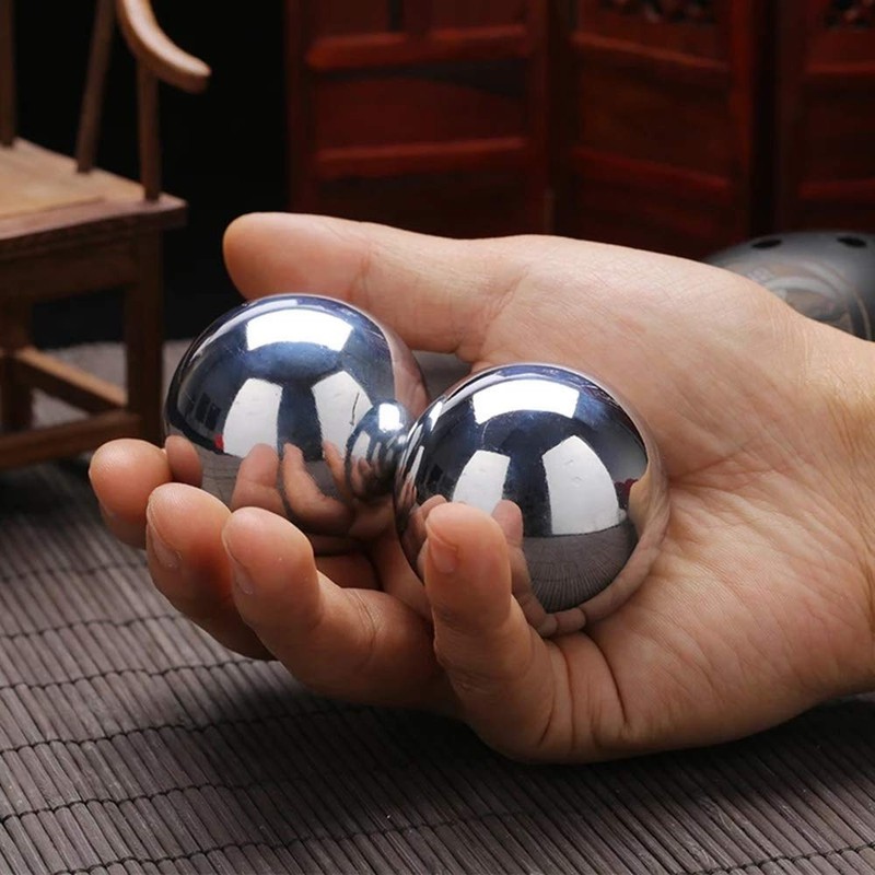 1.9" Stainless Steel Baoding Balls with Carry Pouch.Chinese Massage Health
