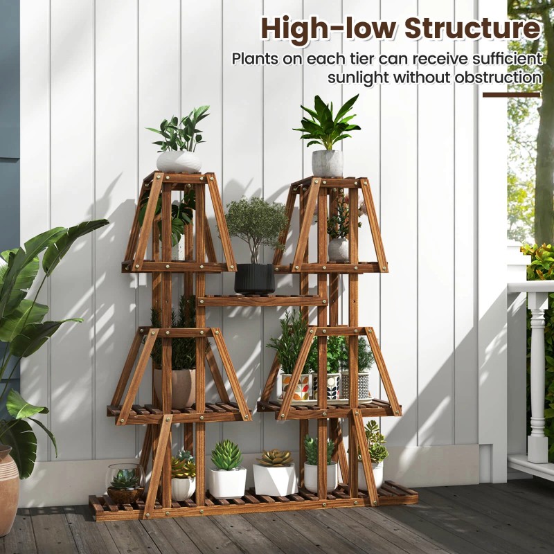 Costway 5-Tier Wood Plant Stand 10 Pots Plant Display Rack