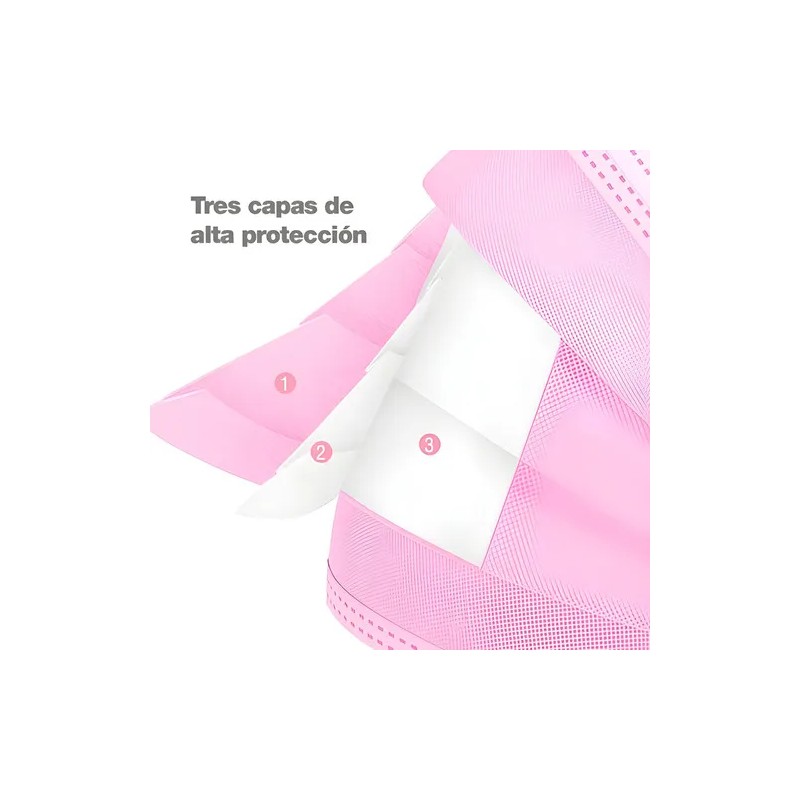 1000 Cubrebocas Tricapa Infantil Termosellado Color Rosa