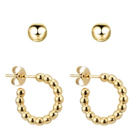 BONNYBIRD® Premium Women's Earrings Made of Surgical Steel – Very Skin-friendly & Waterproof Stud Earrings in Silver, Gold & Rose Gold, Stainless Steel, Not applicable