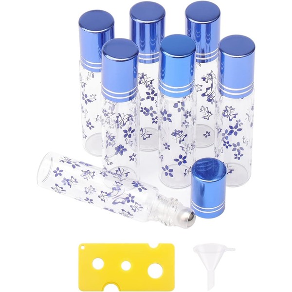 Newzoll 7Pcs 10ml Essential Oil Roller Bottles Glass Roll on