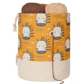 LeCorner Yarn Bag, Small Crochet Bag Organizer, Drawstring Yarn Storage Knitting Bags, Portable Mini Yarn Holder for Crocheting Project, Store Skein Ball, Needles Accessories (Giraffe Yellow, Small)