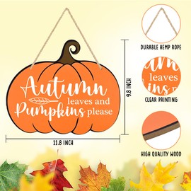 Fall Decorations for Home Autumn Pumpkin Decor Sign for Outdoor Fall Kitchen Wall Decor Autumn Thanksgiving Decorations for Harvest Party (Wood 2201)