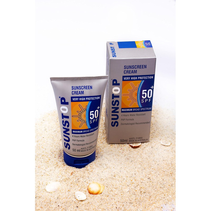 Sunstop SPF50 Sunscreen Cream, Broad-Spectrum Sunscreen, Water-Resistant Moisturizing Sunblock Lotion,