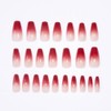 Red Press On Nails Long Square, False Nails 24pcs Press