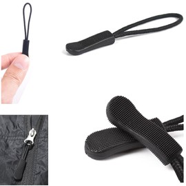 Zipper Tabs Zipper Pulls Fasteners Pull Handle Plastic Cord Repair Replacement Non-slip Chuck Knobs Easy Open and Close Simple Installation Zipper Extension Holder Extender Pull Cord (BLACK 10 pieces)