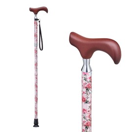Kei Hospear E-252B Folding Cane Pink Floral Pattern [Suitable Height: Approx. 58.1 - 66.1 inches (148 - 168 cm)]