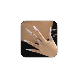 XUENMB Punk Nail Ring Hollow Flower Gothic Fingertip Vampire Nails Tip Claw Rings Retro Queen Costume Jewelry for Cosplay Drama Party Show (silver)