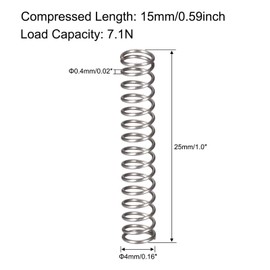TOP-VIGOR 30Pcs Compression Spring, 4mm OD, 0.4mm Wire Size, 25mm Free Length Dual Extended Durable Dual Hook Tension Spring for Furniture Screen Doors Repair Projects