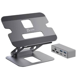 j5create JTS427 Multi-Angle Dual 4K HDMI Docking Laptop Stand with USB-C 100W PD Pass Through (USB-C Dock w/ 4K HDMI, 2 x USB-A, USB-C Host, USB-C PD)