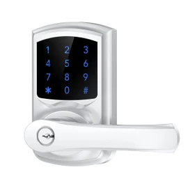 HIDALIFE Keyless Entry Door Lock with Keypad and Handle for Front Doors, Touchscreen, Anti-peep Password, Auto-Locking, Satin Chrome