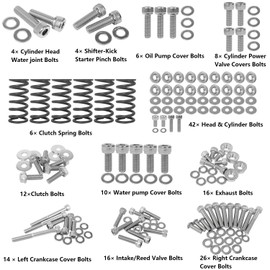 FBSCTMH Engine Bolt Scews Kit Fit for Yamaha 1987-2006 Banshee YFZ350, Polished 304 Stainless Steel ATV Bolts Fastener Nut Washers -164 Pcs